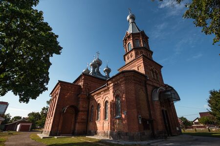 The village church. The concept of marriage, family relations, wedding paraphernaliaの写真素材