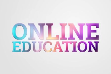 The inscription Online Education is colored on a light background. Technology concept, alternative knowledge acquisition, online trainingの写真素材