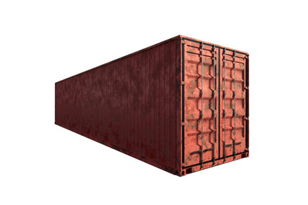 Red sea container isolated on white background. Logistics concept, fast delivery. 3D rendering, 3D...