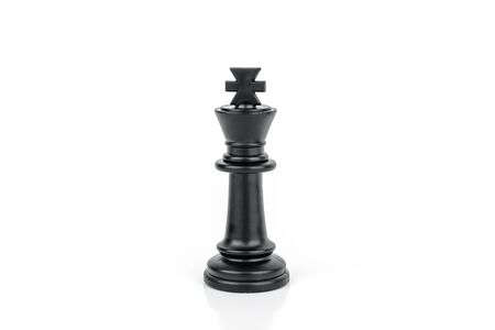 black chess piece king isolated on white background. The concept of board games, logic, training for the brainの写真素材