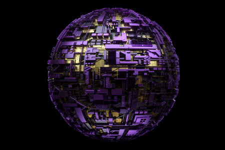 Abstract blue-violet ball, modern graphic design. 3D render, 3D illustration. copy spaceの写真素材
