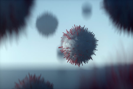 Sphere with chaotic structure, abstract molecule on a dark background, virus, bacterium. Futuristic...