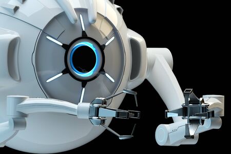 Medical concept in the field of nanotechnology, nanorobot isolated on a dark background. Genetic engineering and the use of nanorobots. 3D render, 3D illustrationの写真素材