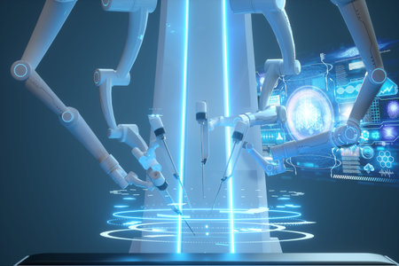 Robot surgeon, robotic equipment. Minimally invasive surgical innovation with three-dimensional...