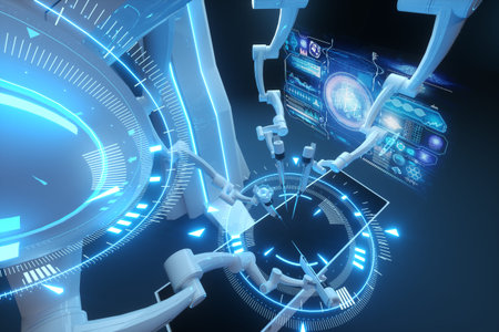 Robot surgeon, robotic equipment. Minimally invasive surgical innovation with three-dimensional...