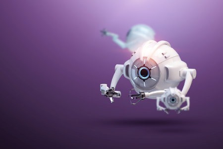 Nanotechnology Genetic engineering and the use of nanorobots to destroy microbes. Medical concept, future medicine technology. 3D illustration, 3D renderingの写真素材