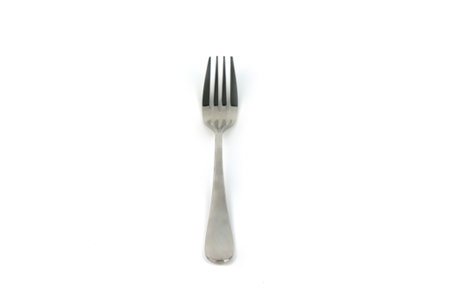 Silverware fork isolated on white background.