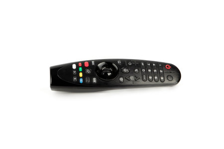 black remote control isolated on white background.