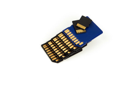 memory cards isolated on white background.