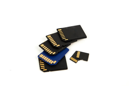 memory cards isolated on white background.