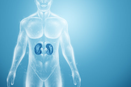 Hologram of the kidneys in the human body. Healthcare of the future. Modern medical science. 3D...
