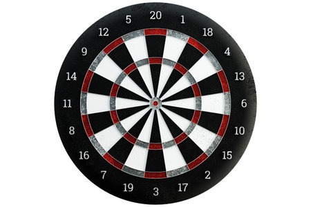 Darts target isolated on white background. Dartboard is the target and goal. Business getting into...