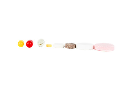 pills isolated on white background.Concept of treatment.Vitamins, pills.Pack packs for colds