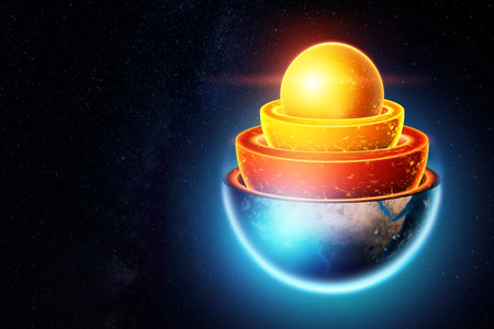 Internal structure of the earth, core structure, geological layers. Concept geology of the earth,...