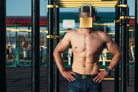 A barn lock instead of a human head. Concept of protection of personal data, hiding identity