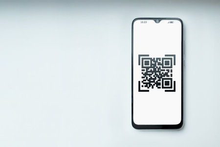 QR code and smartphone, new technologies. Electronic digital technologies scanning, barcode