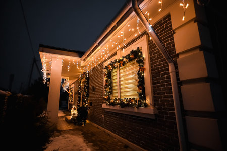 Christmas decorations at a private house, holiday holidays