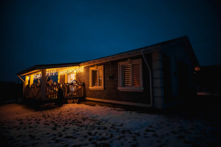 Christmas decorations at a private house, holiday holidaysの写真素材