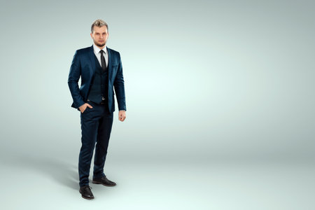 Young well-groomed Man in a business suit on a light background, businessmanの写真素材