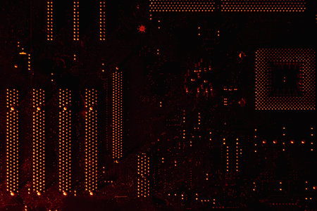 Computer electronic microcircuit, motherboard, tracks. Computer security technology neural networks