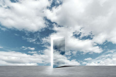 An open door to a new life in heaven. The concept of success, new life, hopeの写真素材