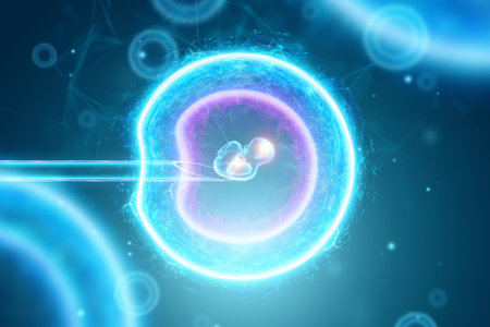 Baby DNA programming, test tube baby. Fertilization of the egg by sperm cells. Modern technologies,...