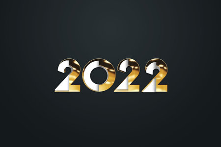 Gold Numbers 2022 luxury, vip on a dark background. Happy New Year. Modern design, Template, header...