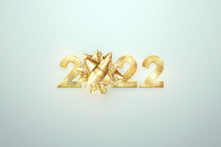 Gold Numbers 2022 luxury, vip on a light background. Happy New Year. Modern design, Template, header...