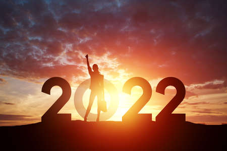 2022 Happy New Year. Colored numbers from sweets on a white background. Graphic design template, New Year card. 3D illustration, 3D render.の写真素材