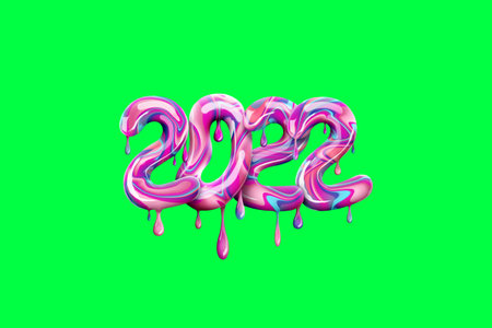 2022 Happy New Year. Colored numbers from sweets on a white background. Graphic design template, New...