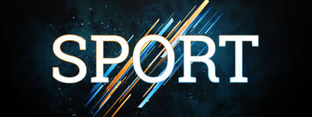 Creative background lettering sport. The concept of sports betting, advertising, sports, healthy lifestyle. Football, basketball, hockey, baseball, American football. 3D illustration 3D renderの写真素材