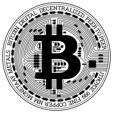 bitcoin coin on white background isolate creative background. Cryptocurrency, e-commerce. 3D render, 3D illustrationの写真素材