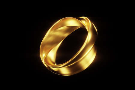 Dark gold background, abstract figure, luxurious golden shapes, on a black background. Gold waves, metal lines, elegant background, Geometric design. 3D render, 3D illustrationの写真素材