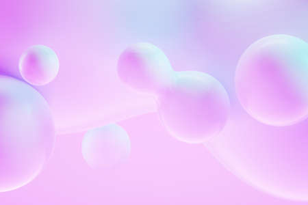 Gradient pink soft background, modern style in pastel colors, abstraction. Creative composition, liquid forms, magazine style, template. Copy space, 3D render, 3D illustrationの写真素材