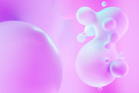 Gradient pink soft background, modern style in pastel colors, abstraction. Creative composition, liquid forms, magazine style, template. Copy space, 3D render, 3D illustrationの写真素材