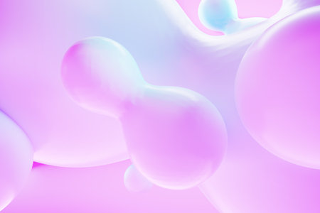 Gradient pink soft background, modern style in pastel colors, abstraction. Creative composition, liquid forms, magazine style, template. Copy space, 3D render, 3D illustrationの写真素材