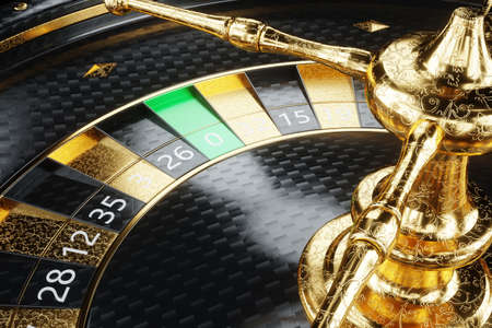 American roulette, sector zero. Vegas casino games. The concept of roulette, gambling, a header for the site. 3D illustration, 3D renderingの写真素材