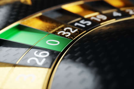 American roulette, sector zero. Vegas casino games. The concept of roulette, gambling, a header for the site. 3D illustration, 3D renderingの写真素材