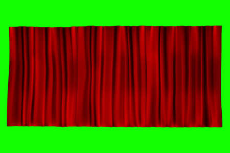 The texture of the red backstage, pleated fabric. The concept of stage, theater, opera, performance. creative template. 3D illustration, 3D renderingの写真素材