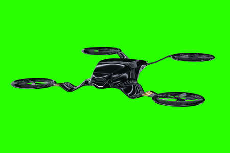 Black and gold style flying car isolated on green background. Future, premium cars, luxury style, VIP, auto industry. 3D illustration, 3D renderingの写真素材