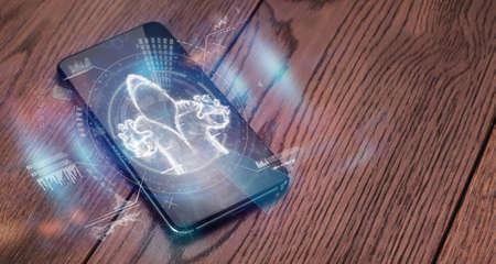 Dark web, shadow crime, internet crime concept, hidden internet. Hologram of digital hacker in computer space. Hacker virus attackの写真素材