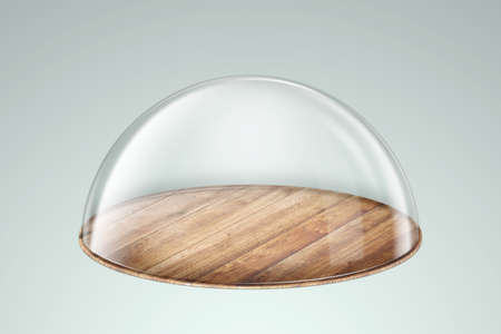 Glass dome on a light background. 3D illustration, 3D renderingの写真素材