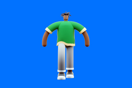 Unusual 3d illustration, creative cartoon character. Modern design, magazine style. 3D rendering, 3D illustrationの写真素材