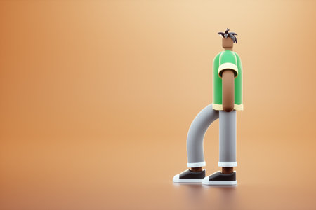 Unusual 3d illustration, creative cartoon character. Modern design, magazine style. 3D rendering, 3D illustrationの写真素材
