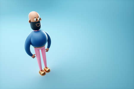 Unusual 3d illustration, creative cartoon character. Modern design, magazine style. 3D rendering, 3D illustrationの写真素材