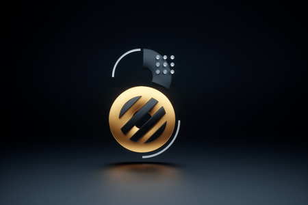 number eight, digit, dark golden style. Modern design, luxury style, mockup, poster 3D render 3D illustrationの写真素材