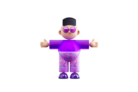 Funny cartoon 3D character isolated on white background. Modern design, magazine style. 3D...