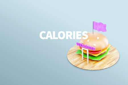 The problem of obesity, 3D burger as a teleport to obesity. Overweight, fast food, junk food. 3D illustration, 3D renderingの写真素材