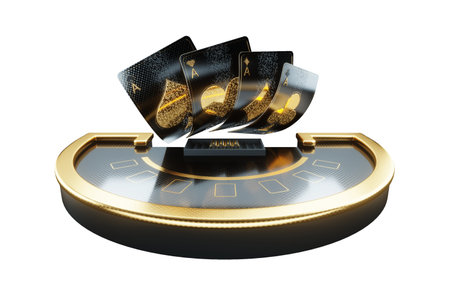 Casino concept, blackjack table. black gold design isolate on white background, gambling, luxury...