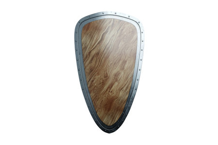 shield of the past on a white background, military technology, armor. 3D rendering, 3D illustrationの写真素材